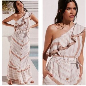 Red Carter Grace One Shoulder Maxi Dress by Anthropologie